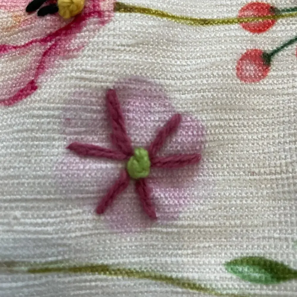 Cupcakes & Cashmere Embroidered Floral Table Runner 14x72 Pop of Color NEW